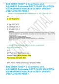 BIO CHEM 7852nd 1 Questions and ANSWERS Rationale BEST EXAM SOLUTION GUARANTEED SUCCESS LATEST UPDATE 2022 &sol;2023RATEDA&plus;