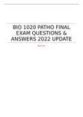 BIO 1020 PATHO FINAL EXAM QUESTIONS & ANSWERS 2022 UPDATE 