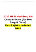 2022 HESI Med-Surg RN  Custom Exam (for Med Surg II Class) 