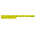 UNH Nutrition 400 Final Exam 2022 with complete Questions and Answers.
