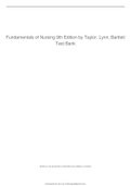 Fundamentals of Nursing 9th Edition by Taylor, Lynn, Bartlett Test Bank | Chapter 1-46 |100% CORRECT
