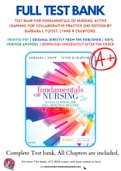 Test Bank For Fundamentals of Nursing: Active Learning for Collaborative Practice 2nd Edition by Barbara L Yoost; Lynne R Crawford 9780323508643 Chapter 1-42 Complete Guide.