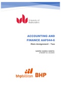 ACCOUNTING AND FINANCE AAF044-6: Analysis on Capital investment technique of BHP Billiton Group