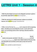 LETRS Unit 1 Session 4&period;docx Questions With Correct Answers 100&percnt; Verified