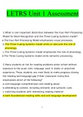 LETRS Unit 1 Assessment&period;docx Questions With Correct Answers 100&percnt; Verified