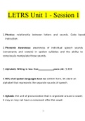 LETRS Unit 1 - Session 1&period;docx Questions With Correct Answers 100&percnt; Verified