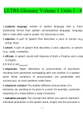 LETRS Glossary Volume 1 Units 1-4&period;docx Questions With Correct Answers 100&percnt; Verified
