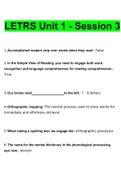 LETRS Unit 1&comma; Session 3&period;docx Questions With Correct Answers 100&percnt; Verified