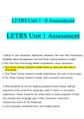 LETRS Unit 1 - 8 Assessment&period;docx Questions With Correct Answers 100&percnt; Verified