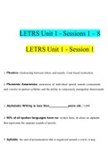LETRS Unit 1 - Session 1 - 8&period;docx Questions With Correct Answers 100&percnt; Verified