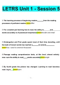 LETRS Unit 1  - Session 5&period;docxQuestions With Correct Answers 100&percnt; Verified