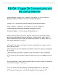 PSYCH - Chapter 09&colon; Communication and  the Clinical Interview