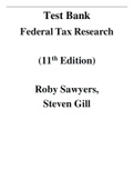 Test Bank for Federal Tax Research 11th Edition Roby B. Sawyers Steven Gill