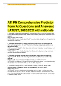 ATI PN Comprehensive Predictor Form A |Questions and Answers| LATEST, 2020/2021