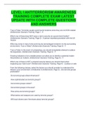 LEVEL I ANTITERRORISM AWARENESS TRAINING COMPLETE EXAM LATEST UPDATE WITH COMPLETE QUESTIONS AND ANSWERS