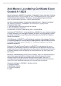 Anti-Money Laundering Certificate Exam Graded A&plus; 2023
