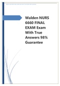 Walden NURS 6660 FINAL EXAM Exam With True Answers 98% Guarantee