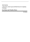 Test Bank - A Gift of Fire, Social, Legal, and Ethical Issues for Computing Technology, 5th Edition (Baase, 2018) Chapter 1-9 | All Chapters