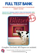 Test Bank For Thinking Mathematically 7th Edition by Robert F. Blitzer 9780134683713 Chapter 1-14 Complete Guide.