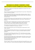 2022 ROGUE SPORT CERTIFICATION QUESTIONS WITH COMPLETE SOLUTIONS