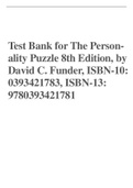Test Bank for The Personality Puzzle 8th Edition, by David C. Funder