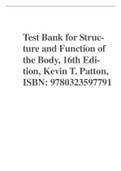 Test Bank for Structure and Function of the Body, 16th Edition, Kevin T. Patton