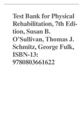 Test Bank for Physical Rehabilitation, 7th Edition, Susan B. O’Sullivan, Thomas J. Schmitz, George Fulk