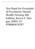 Test Bank for Essentials of Psychiatric Mental Health Nursing, 8th Edition, Karyn I. Morgan