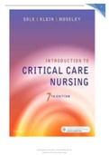 TEST BANK FOR INTRODUCTION TO CRITICAL CARE NURSING 7TH EDITION BY SOLE