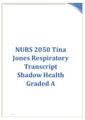 NURS 2050 Tina Jones Respiratory Transcript Shadow Health