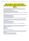 HESI RN MENTAL HEALTH HESI REVIEW - MULTIPLE CHOICE LATEST UPDATE SOLUTION  2022 A&plus;