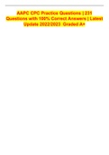 AAPC CPC Practice Questions &vert; 231 Questions with 100&percnt; Correct Answers &vert; Latest Update 2022&sol;2023&Tab;Graded A&plus;