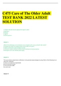 WGU C475 Care of The Older Adult TEST BANK 2022 LATEST SOLUTION