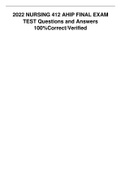 2022 NURSING 412 AHIP FINAL EXAM TEST Questions and Answers 100&percnt;Correct&sol;Verified