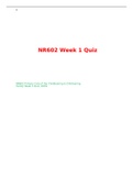 NR602 Week 1 Quiz  NR602 Primary Care of the Childbearing & Childrearing Family Week 1 Quiz, 100%