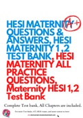 HESI MATERNITY QUESTIONS & ANSWERS, HESI MATERNITY 1,2 TEST BANK, HESI MATERNITY ALL PRACTICE QUESTIONS