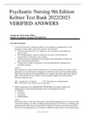 Psychiatric Nursing 9th Edition Keltner Test Bank 2022/2023 VERIFIED ANSWERS 