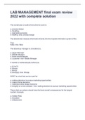 LAB MANAGEMENT final exam review 2022 with complete solution