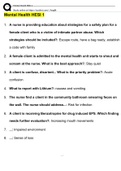 Mental Health HESI 1  Exam Questions and Answers &lpar;2022&sol;2023&rpar; &lpar;100&percnt; Verified Answers by Expert&rpar;
