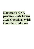 Hartman's CNA practice State Exam 2022/2023 Questions With Complete Solution