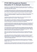 FTCE ESE Exceptional Student Education K-12 &lpar;Sample Questions&rpar;
