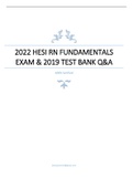 2022 HESI RN FUNDAMENTALS EXAM V1 & 2019 TEST BANK Q&A 100% Verified 