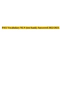 PAX Vocabulary NLN (test bank) Answered 2022/2023.
