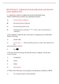 BIO 669 Quiz 5 - Pulmonary Function Questions and Answers Latest updated 2022,100% CORRECT