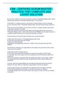 CSM - CERTIFIED SCRUM MASTER - PRACTICE TEST COMPLETE 2023 LATEST SOLUTION