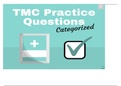 TMC Test Bank with Practice Questions and Answers (Categorized)