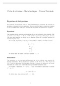 Fiche de révisions - Equations & Inéquations - Niveau Terminale