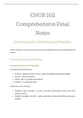 Comprehensive Final Exam Notes for CNUR 102 - Foundations of Care I: A Developing Professional