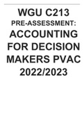 WGU C213 PRE-ASSESSMENT ACCOUNTING FOR DECISION MAKERS PVAC 2022-2023