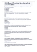 CNS Exam I Practice Questions And Answers 2022